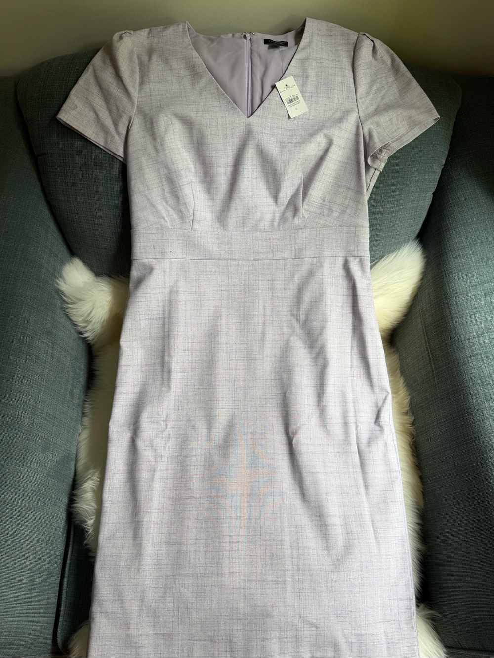 Ann Taylor Lilac V-Neck Midi Sheath Dress - Picture 3 of 5
